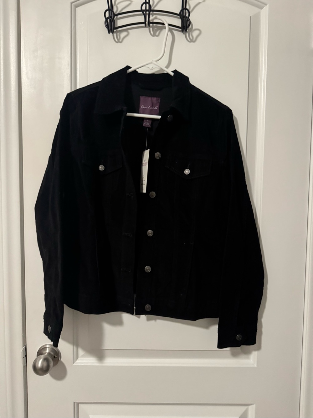 Gloria Vanderbilt Black Corduroy Button-Front Jacket